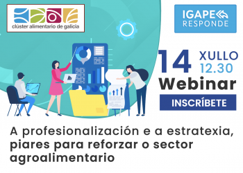 IGAPE e Clusaga organizan o webinario “A profesionalización e a estratexia, piares para reforzar o sector agroalimentario” o 14 de xullo