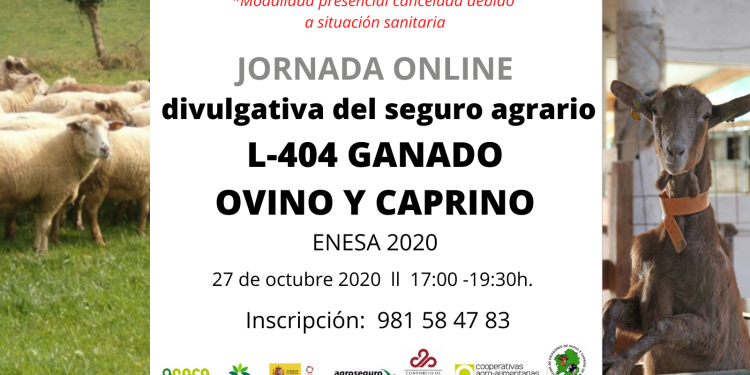 Jornada online sobre seguro agrario ovino y caprino el 27 de octubre. Inscripción abierta.
