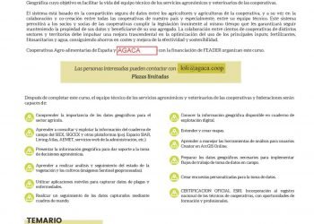 Convocado curso “Uso de la información geográfica en cooperativas agroalimentarias en entorno ARCGIS HUB”, en julio