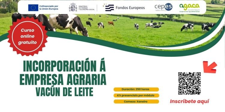 La inscripción para el curso online de incorporación a la empresa agraria en vacuno de leche está abierto